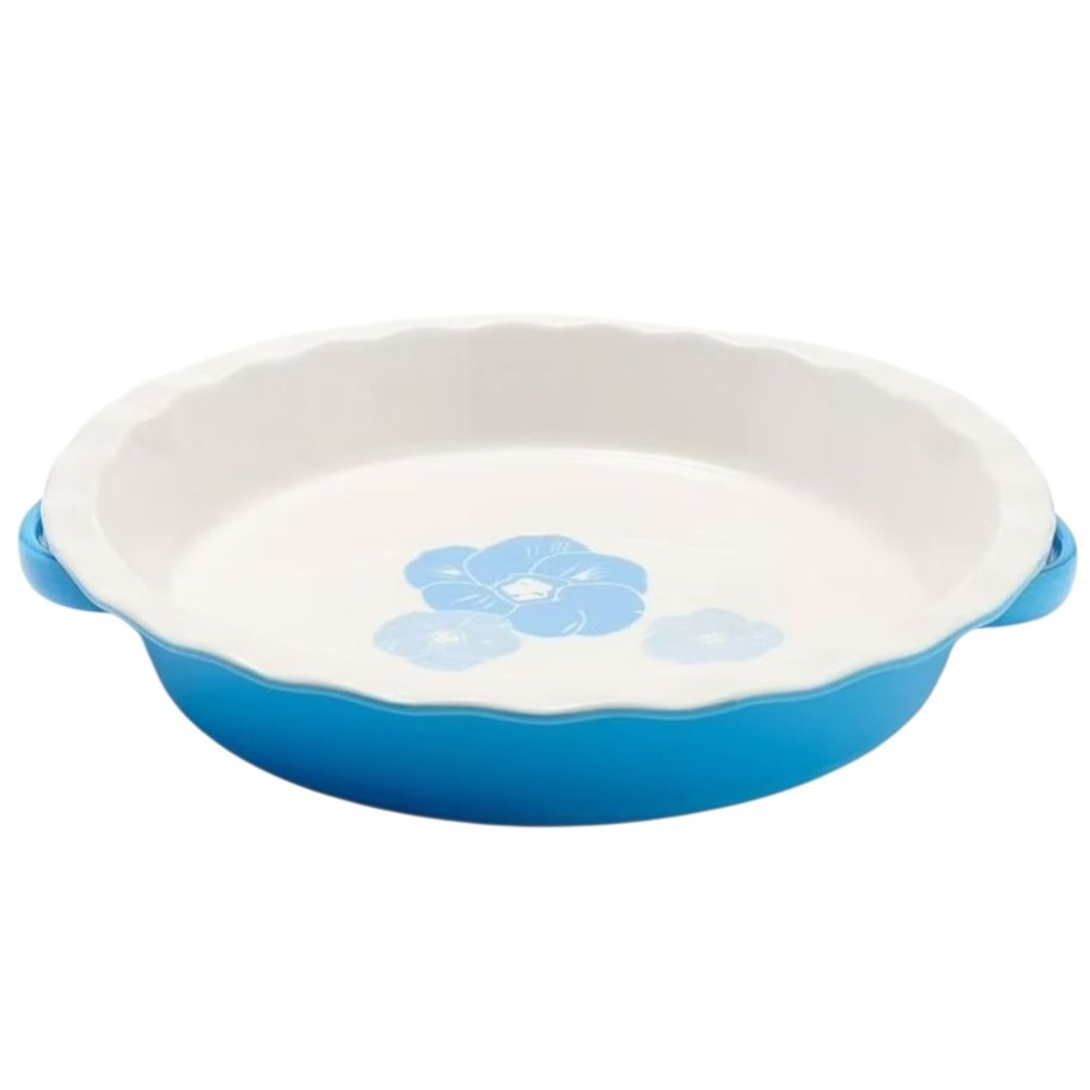 Sweet Heritage Ruffled Sweetie Pie Baking Dish Light Blue Floral Carla Hall